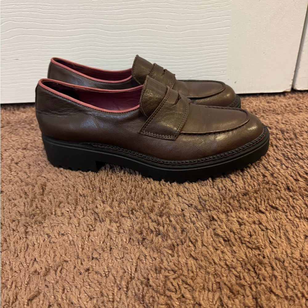 Bueno Brown Leather Penny Loafer Shoes Turkey 38 8 $175 - Picture 2 of 10
